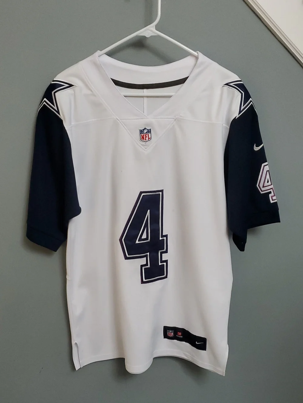 Nike Dallas Cowboys #4 PRESCOTT White & Navy Game Jersey (sz S/M)